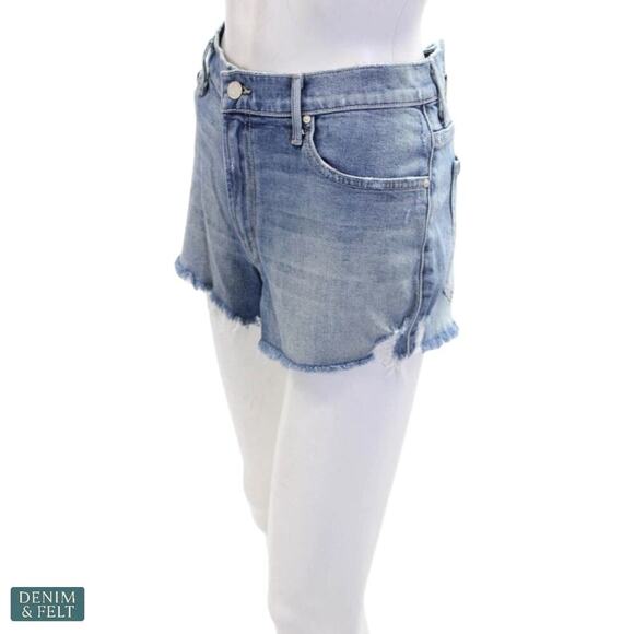 Mother The Skipper Frayed Raw Hem Denim Shorts Leap At The Chance Blue 30 - Picture 6 of 16